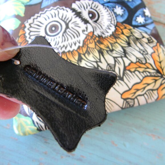 NWT SMALL BOHO PAINTED OWL LEATHER CROSSBODY BAG ARTISAN - Picture 3 of 9